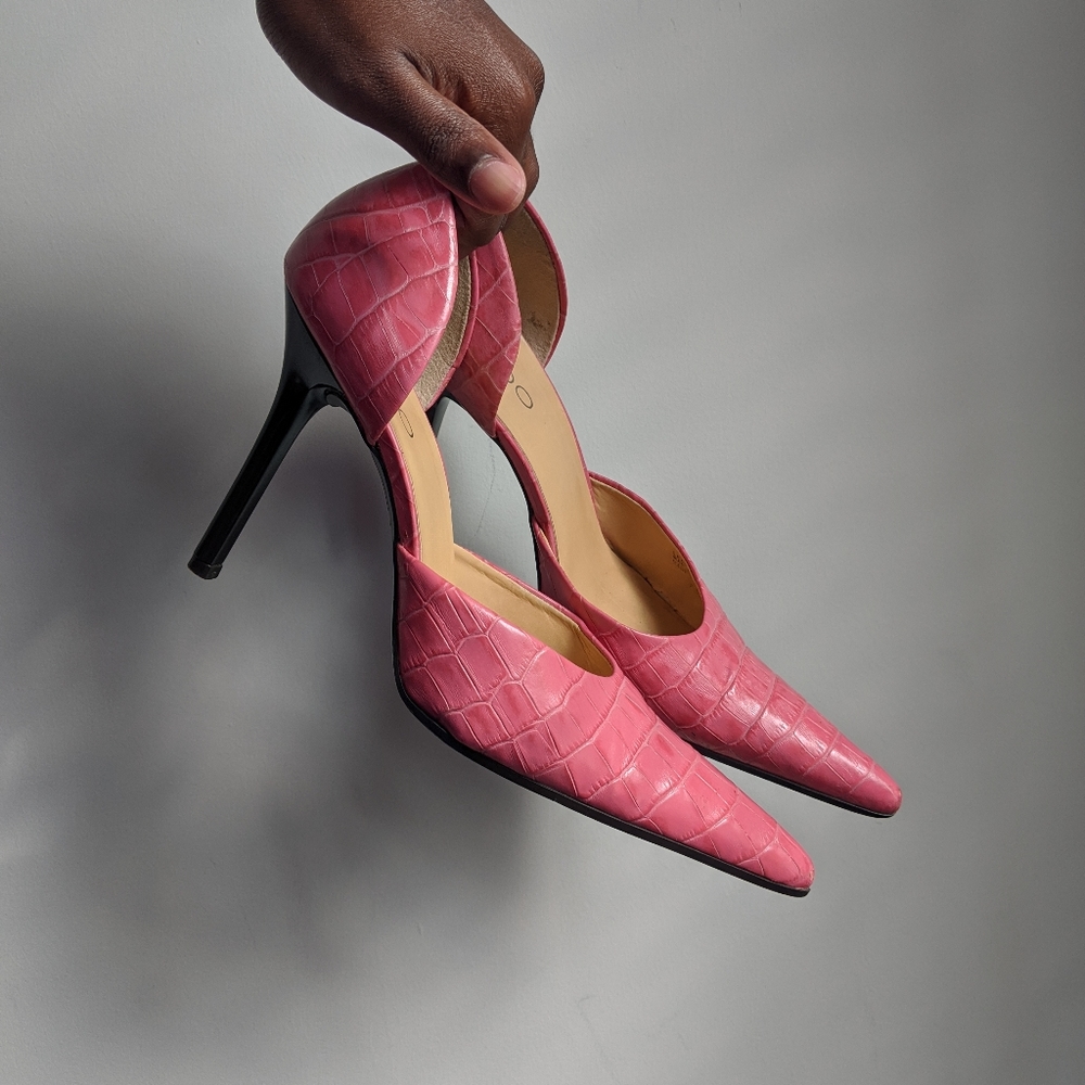 Aldo Crocodile Texture Leather Heels